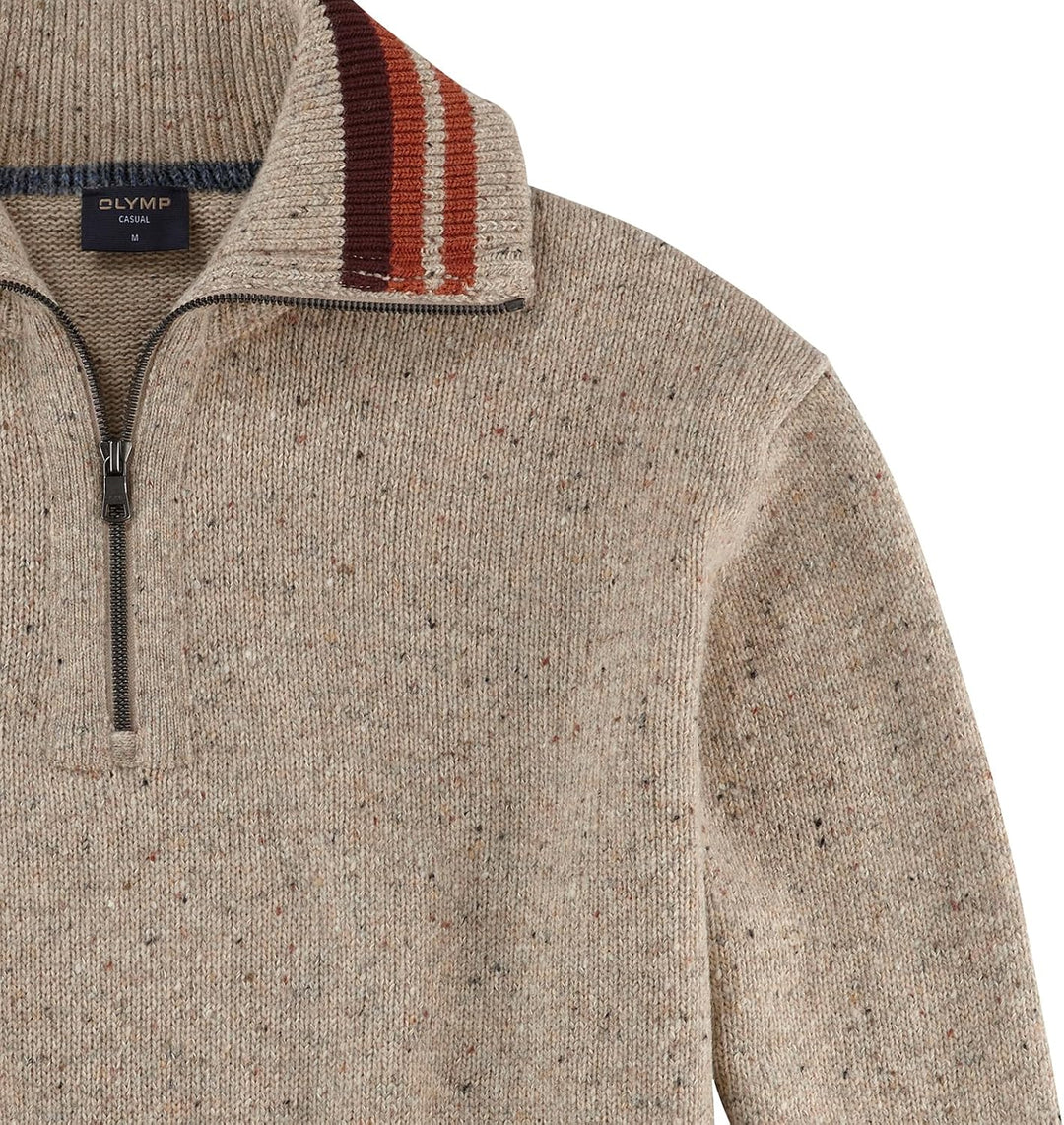 OLYMP Herren Strickpullover Casual Strick,Uni,Regular fit M Beige 21, M Beige 21