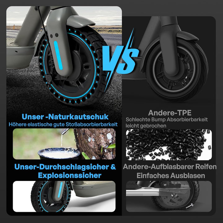 10x2,5 Zoll E Scooter Reifen - 60/70-6,5 Vollgummireifen,10x2,5-6,5 Zoll Solide Ersatzreifen passend