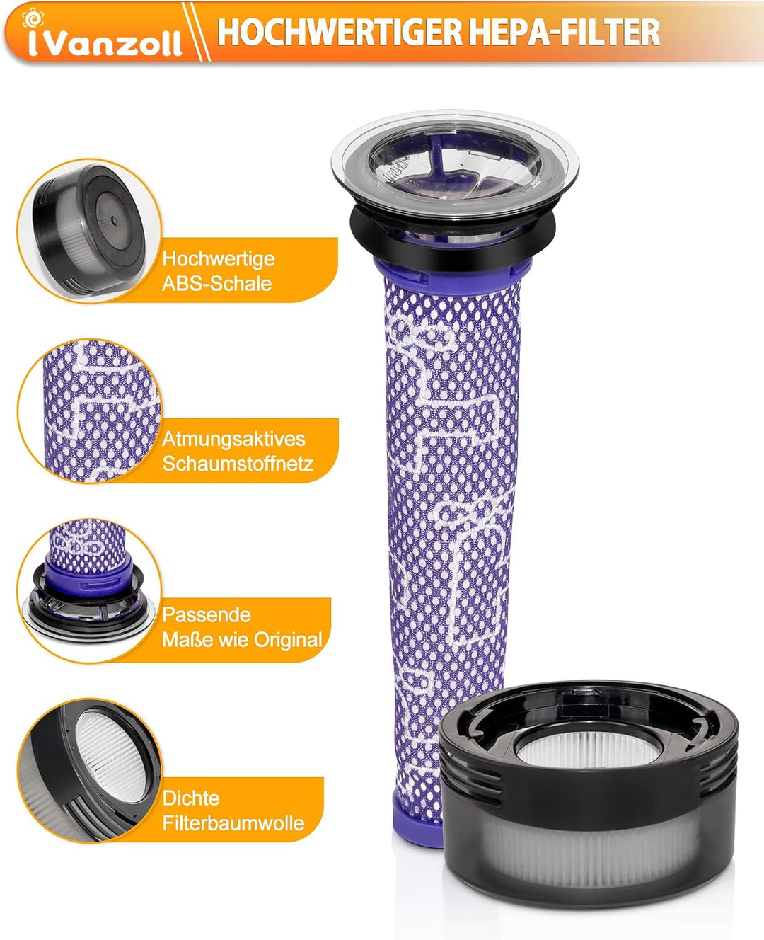Filter Set für Dyson V8 Cyclone V8 Focus Mattress V8 Advanced Staubsauger | Kompatibel mit V8 origin