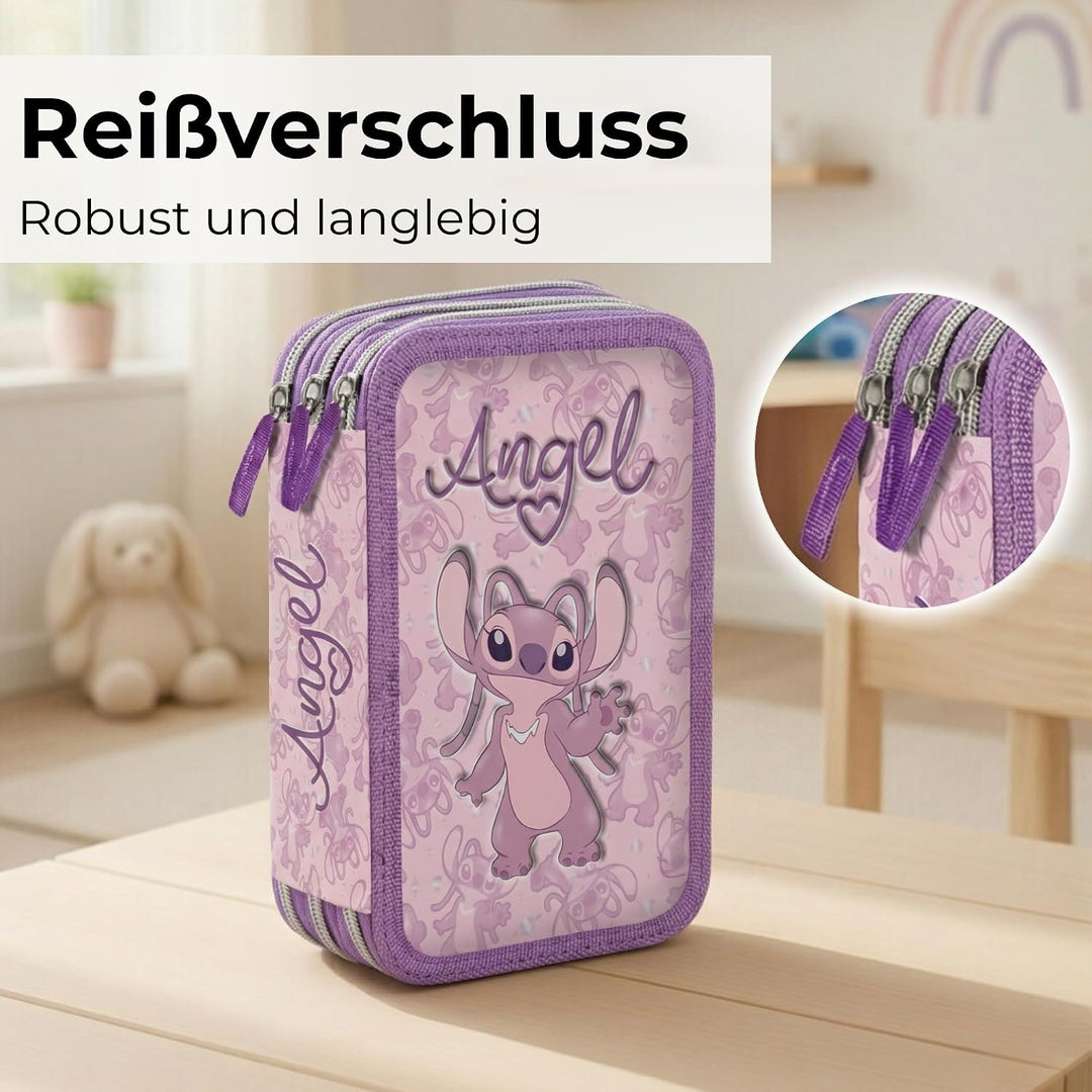 PASO - Federmäppchen 3 Fächer - Mäppchen für Mädchen - Federmappe 3-Fach Federtasche Gefüllte Schüle