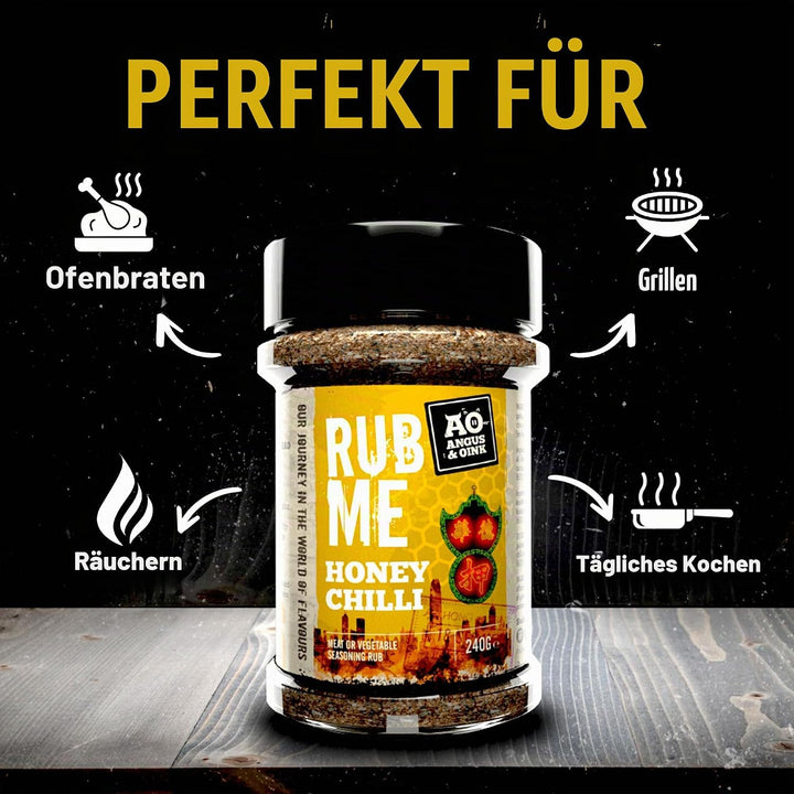 ANGUS &amp; OINK | Honey Chilli Seasoning | Sweet &amp; Spicy | Perfect for Chicken &amp; Pork | Gluten-Free, Ve