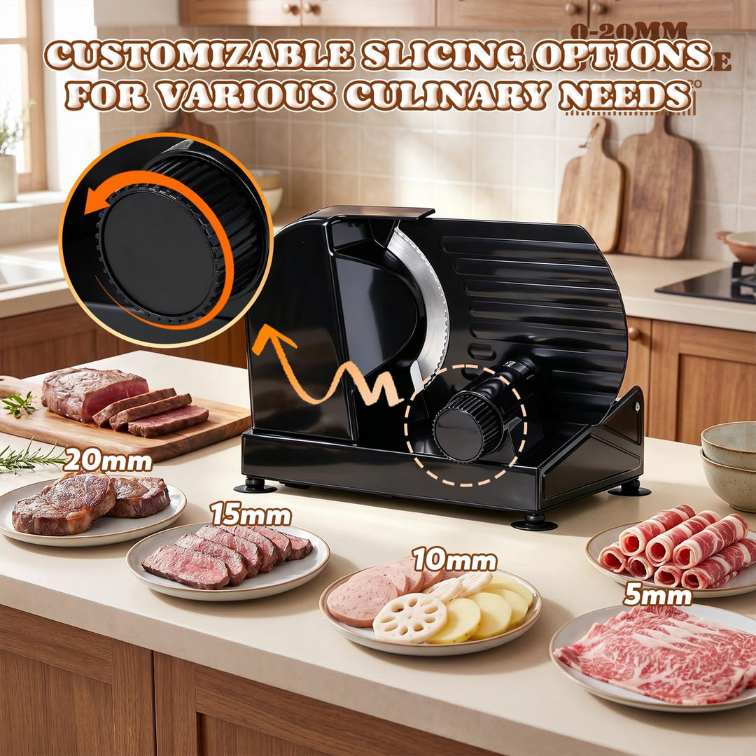 Moongiantgo Allesschneider Elektrisch Brotschneidemaschine mit 2x Abnehmbarer 7.3'' Edelstahlklinge,