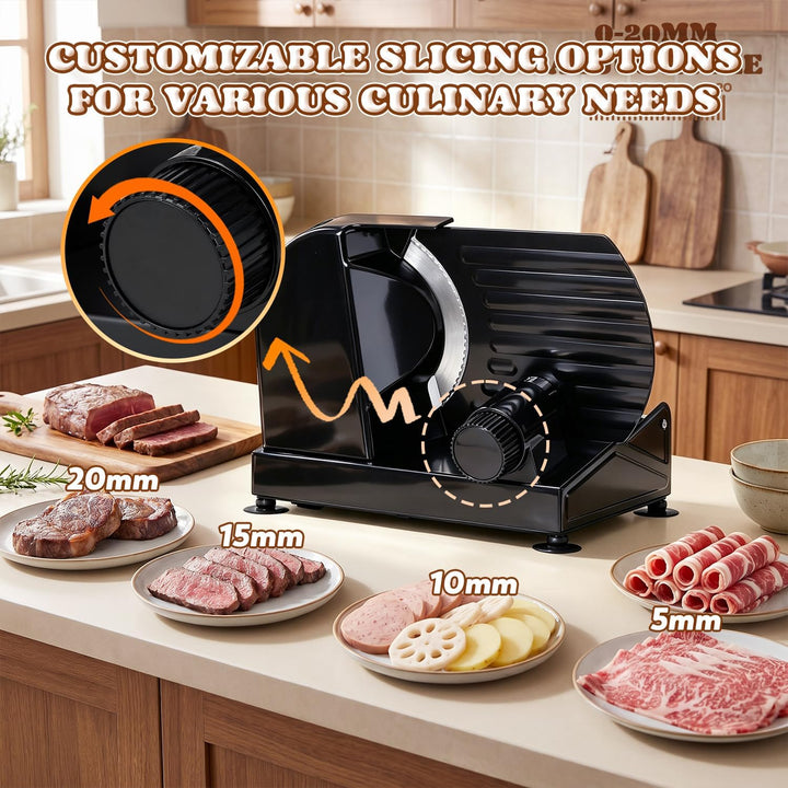Moongiantgo Allesschneider Elektrisch Brotschneidemaschine mit 2x Abnehmbarer 7.3'' Edelstahlklinge,