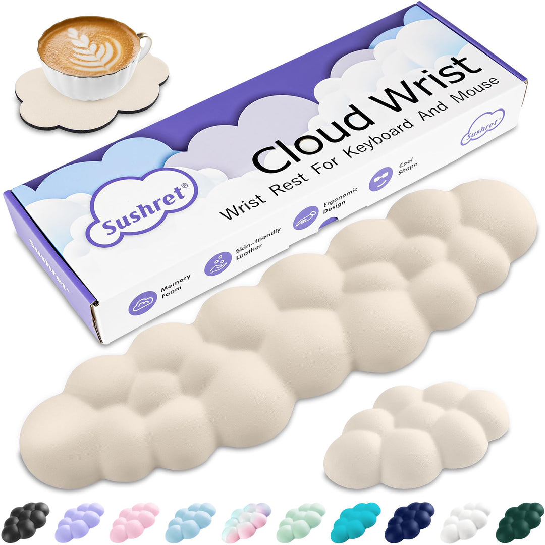 Wolkenförmige Handballenauflage für Tastatur, ergonomische Tastatur-Handauflage aus PU-Leder mit Mem