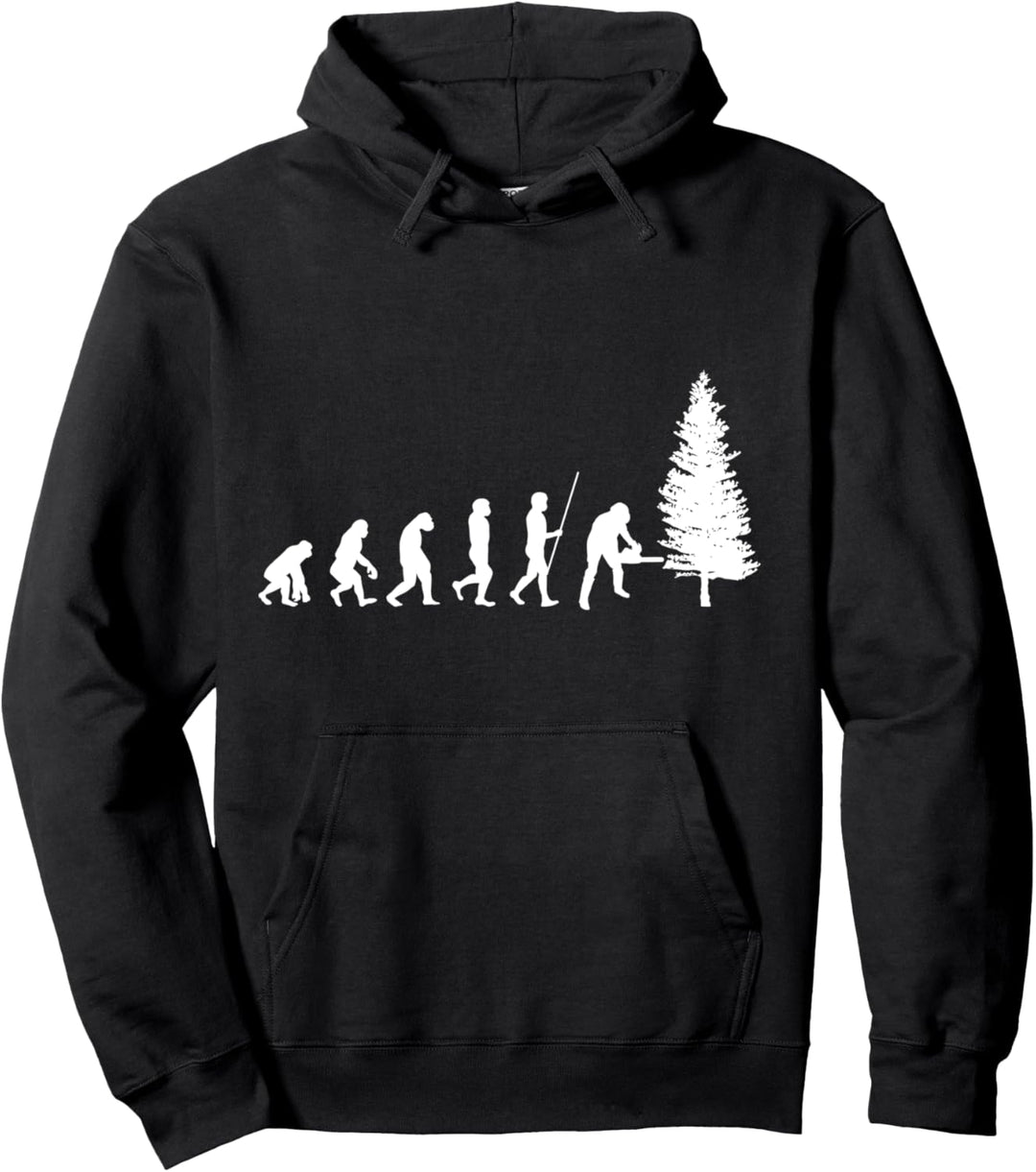Evolution Holzfäller Baumfäller Kettensäge Förster Beruf Pullover Hoodie