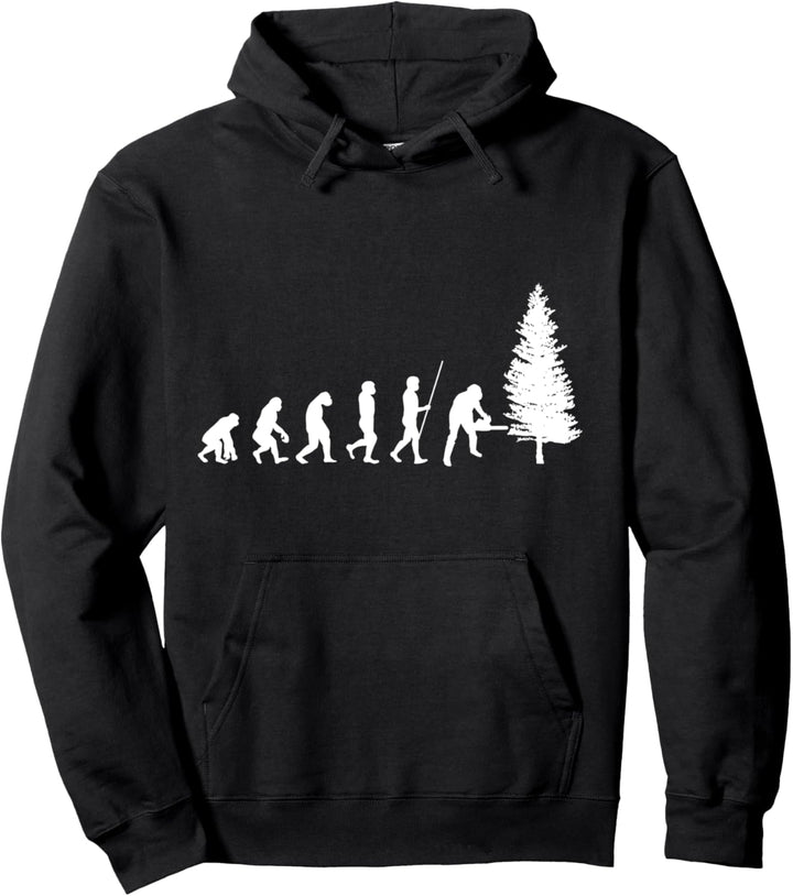 Evolution Holzfäller Baumfäller Kettensäge Förster Beruf Pullover Hoodie