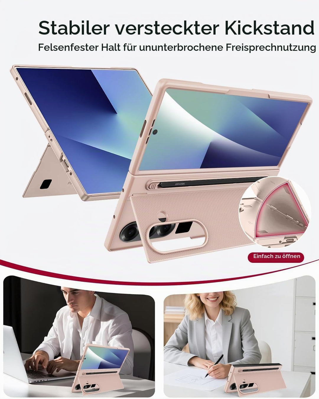 Miimall Kompatibel mit Samsung Galaxy Z Fold 7 Hülle mit S-Pen &amp; Stifthalter, [HD Displayschutz] Ult