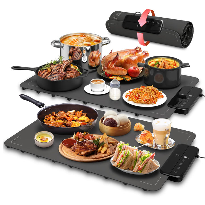 2PCS Food Warming Mat ZAPLIT Elektrische Warmhalteplatte aus Silikon für Speisen | 6 Temperaturstufe