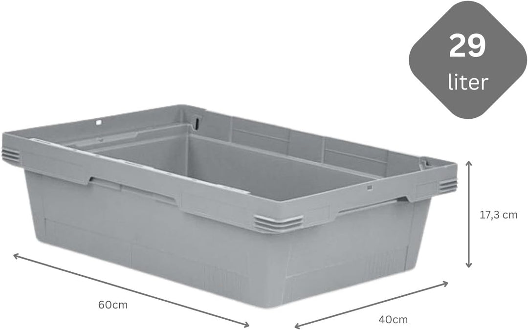 PROREGAL SuperSparSet 5x Conical Mehrweg-Stapelbehälter Grau | HxBxT 17,5x40x60cm | 29 Liter | Lager