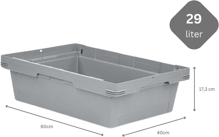 PROREGAL SuperSparSet 5x Conical Mehrweg-Stapelbehälter Grau | HxBxT 17,5x40x60cm | 29 Liter | Lager