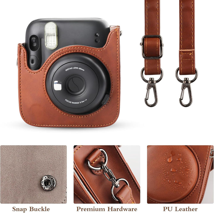 Kameratasche für Fujifilm Mini 12, PU-Leder Schutzhülle Kompatibel mit Instax Mini Instant und Digit