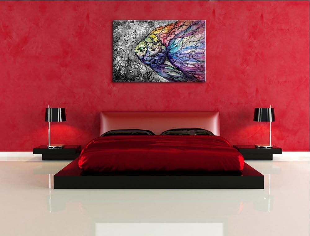 schön gezeichnete Fische schwarz/weiss Format: 100x70 auf Leinwand, XXL riesige Bilder fertig gerahm