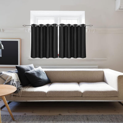 PiccoCasa 2er Set Gardine für Küche Polyester Scheibengardine Kurzgardine Blickdicht Kleine Gardine