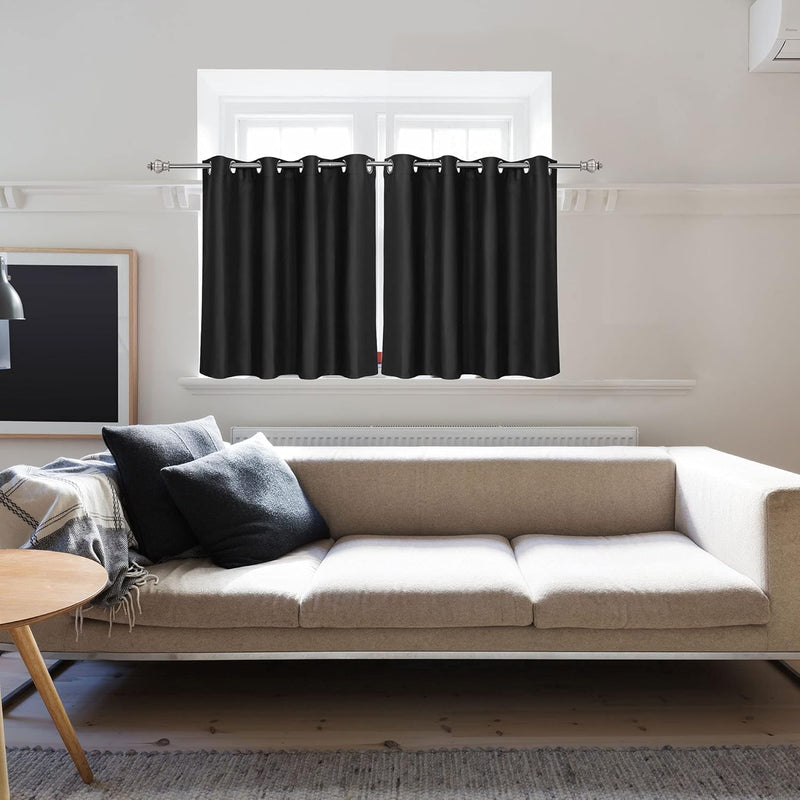 PiccoCasa 2er Set Gardine für Küche Polyester Scheibengardine Kurzgardine Blickdicht Kleine Gardine