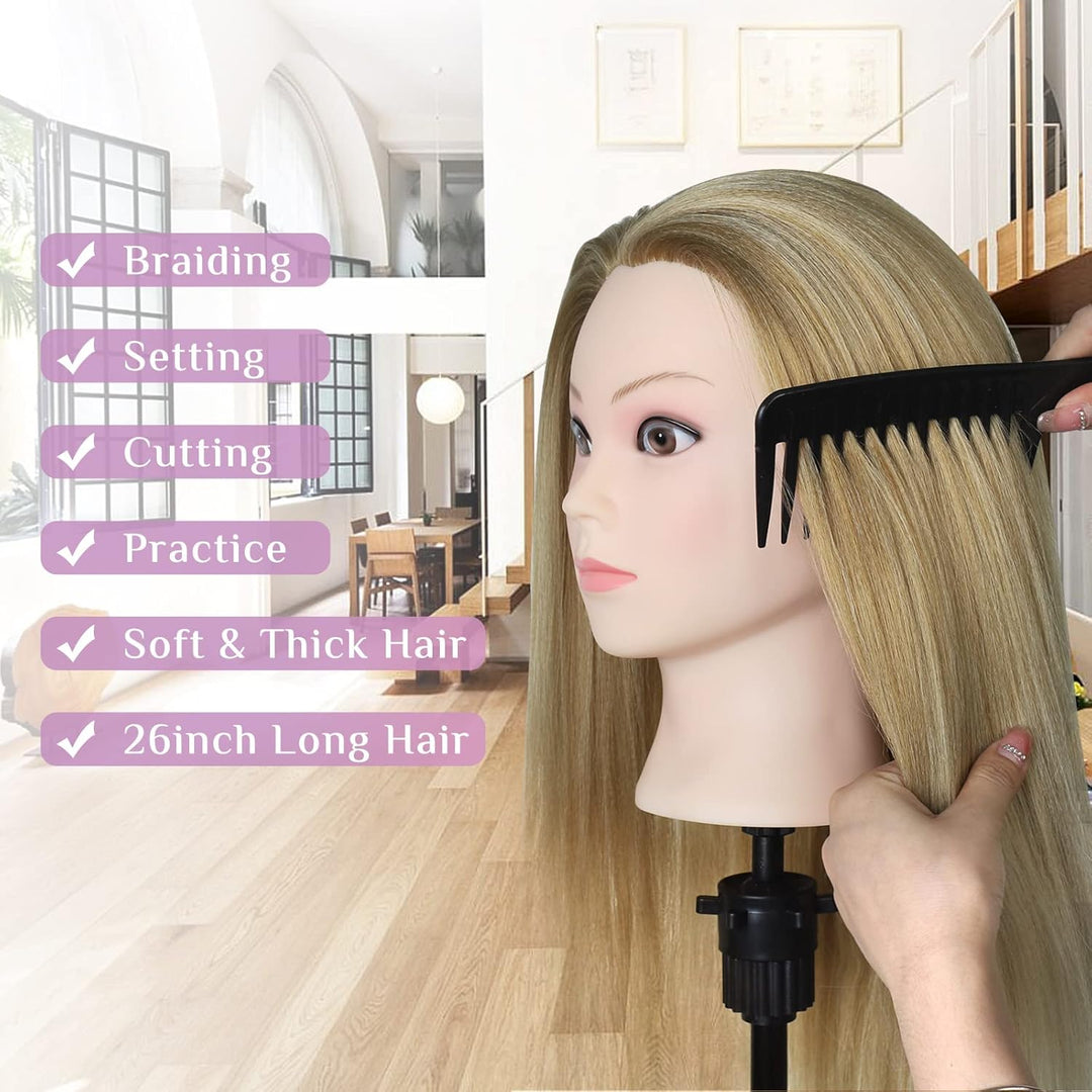 Neverland Frisierkopf Friseur Echthaar Übungskopf Friseurkopf Trainingsköpfe (26” Ombre Golden), 26”