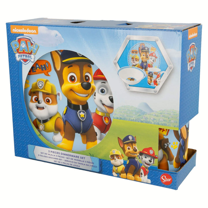 Geschirr-Frühstück-Set | Paw Patrol | 3-Teilig | Porzellan | Geschirr für Jungen