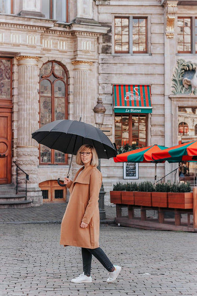 Smati Parapluie long noir automatique - Gentleman 16 baleines fibre de verre Susino Regenschirm, 92