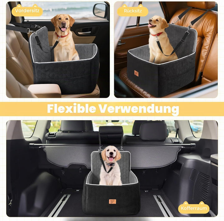 Hunde Autositz für Kleine und Mittelgrosse 52x52x50cm, Abnehmbarer und Waschbarer Sitzerhöhungssitz