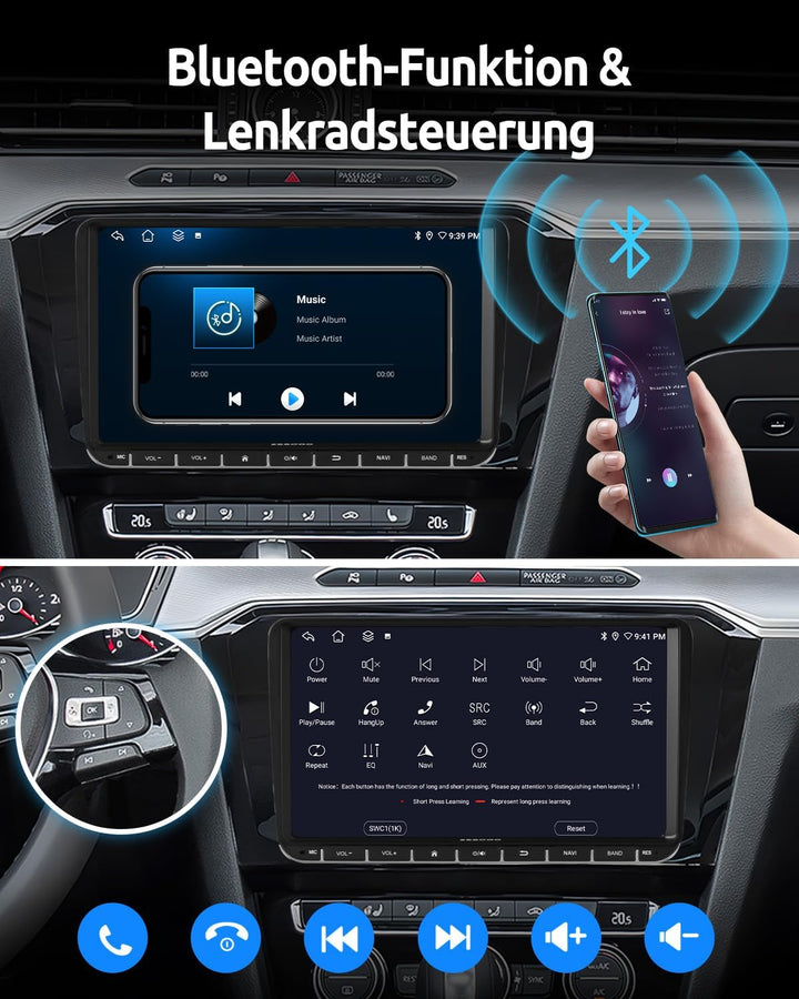 Essgoo 4+64G Autoradio 9 Zoll Android 14 Radio mit Carplay und Wireless Auto für VW Golf 5 6 Touran