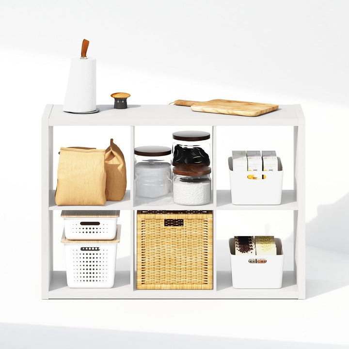 Furinno Cubic Offenes Rückwand-Multifunktionsregal für Kleidung & Schrankaufbewahrung, 6-Fächer, Wei