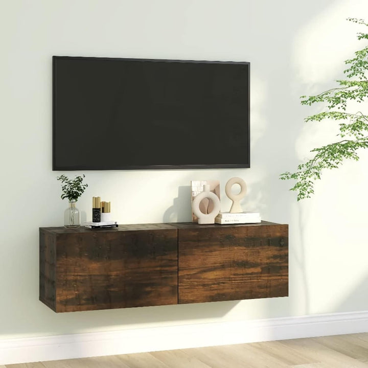 Festnight TV Wandboard Hängend Räuchereiche TV-Wandschrank Lowboard Hangend Hängeschränke Hänge TV B