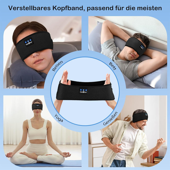 MUSICOZY Schlafkopfhörer Bluetooth, Schlaf Kopfhörer Seitenschläfer Kabellos Sport Kopfhörer Stirnba