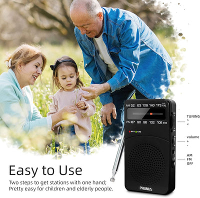 PRUNUS J-166 AM FM UKW Radio Batteriebetrieben, Transistorradio Weltempfänger Radio mit grossartiger