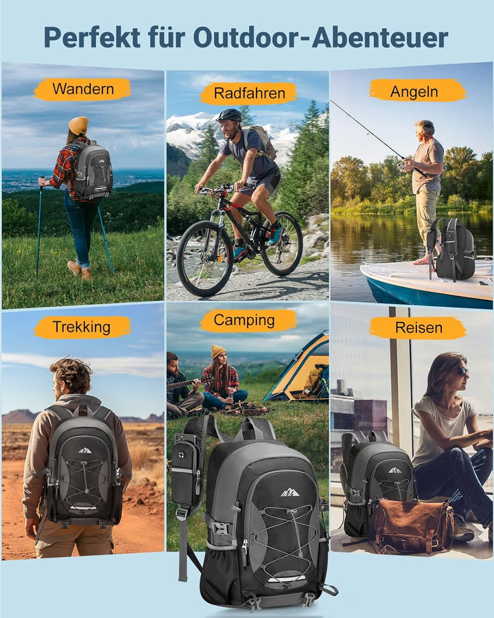 32L Ultraleicht Faltbarer Rucksack: Damen & Herren Leichter Wanderrucksack Faltrucksack Reiserucksac