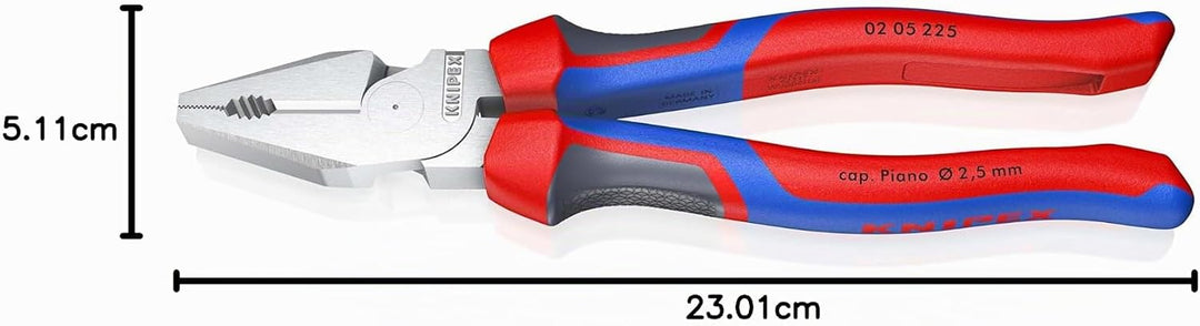 Knipex Kraft-Kombizange verchromt, mit Mehrkomponenten-Hüllen 225 mm 02 05 225 Mit Mehrkomponentenhü