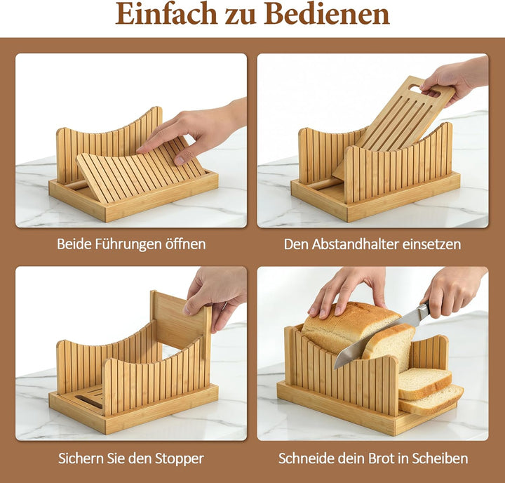 2 Stöckiger Brotkasten mit Schneidebrett, 38.5x36x25cm Natürlicher Bambus Brotbox mit Fenster für Kü