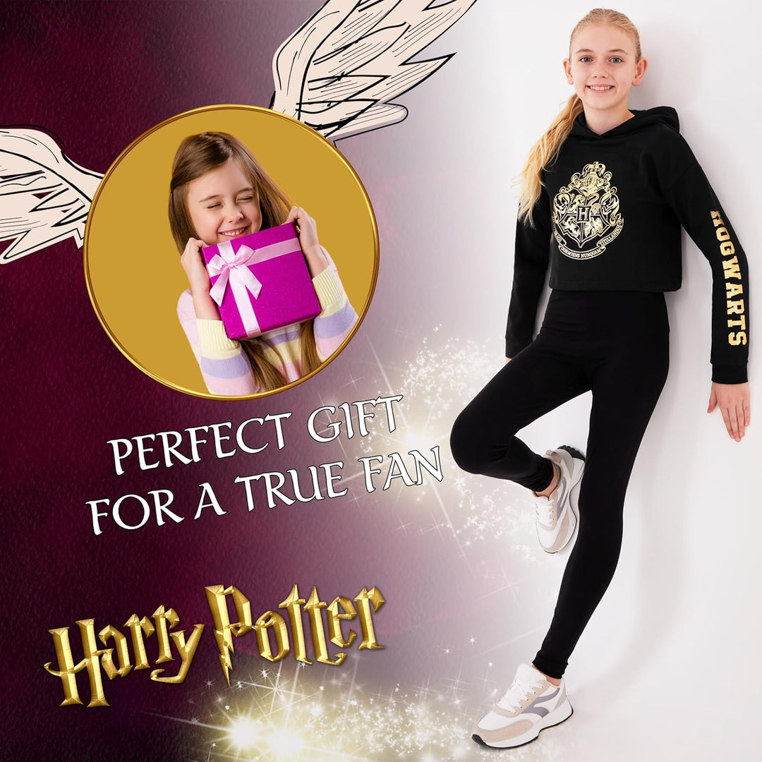 Harry Potter Schwarz-goldenes Baumwoll-Sweatshirt, Merch mit Ikonischen Motiven, Kapuzenpulli/Rundha
