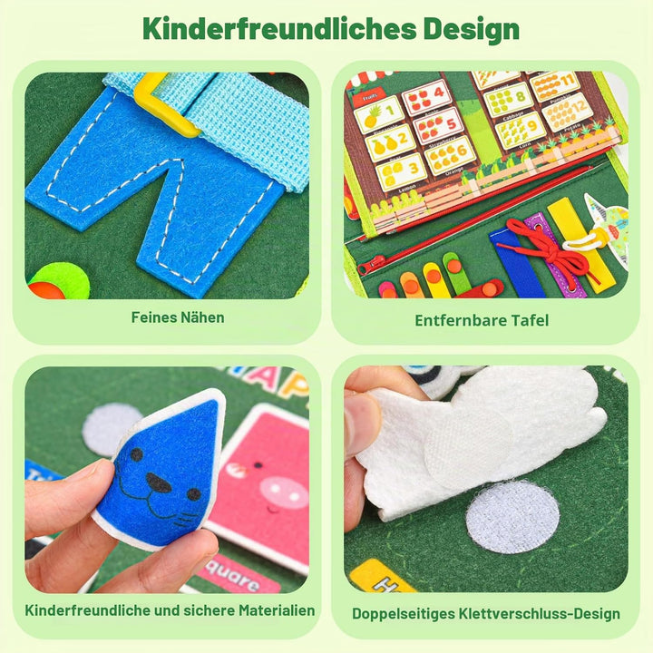 Busy Board Montessori Spielzeug - Motorikbrett & Sensorik Activity Board für Kleinkinder- Reisespiel