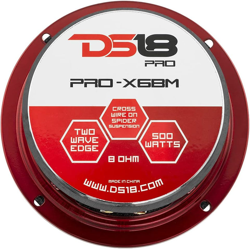 DS18 PRO-X6BM Auto-Mitteltöner, 16,5 cm, 500 W, 8 Ohm, Bass-Lautsprecher 8 Ohm 16,5 cm, 8 Ohm 16,5 c