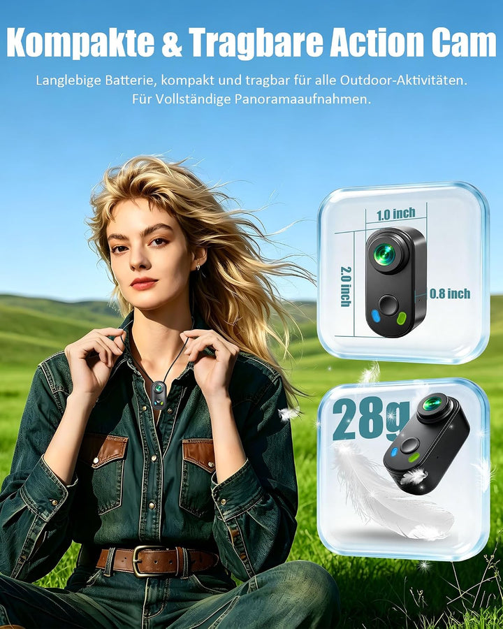 2K Mini Action Cam, Body Cam, Mini Vlog Kamera Dunkelschwarz, Dunkelschwarz