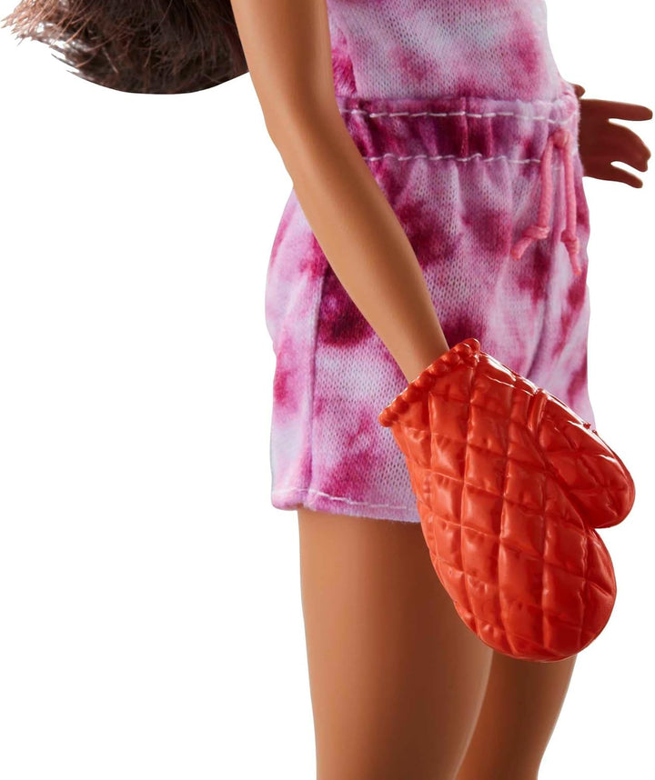 Barbie-Küchenspielzeug, gewellten braunen Haaren, Accessoires, Backspielzeug, Kätzchen, inkl. 1 Pupp