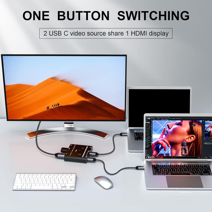 Camgeet USB C KVM Switch 2 PC 1 Monitor 4K@60Hz, Typ C KVM Switches für 2 Laptops share 1 Monitor un