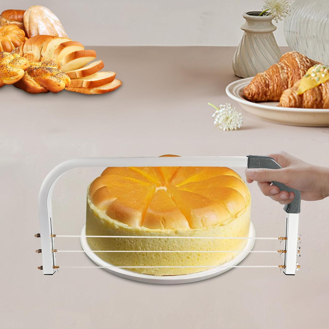 3-Draht Torten-Teiler &amp; Leveler – Höhenverstellbarer Kuchenschneider mit 3 Edelstahl-Drähten (0,39–9