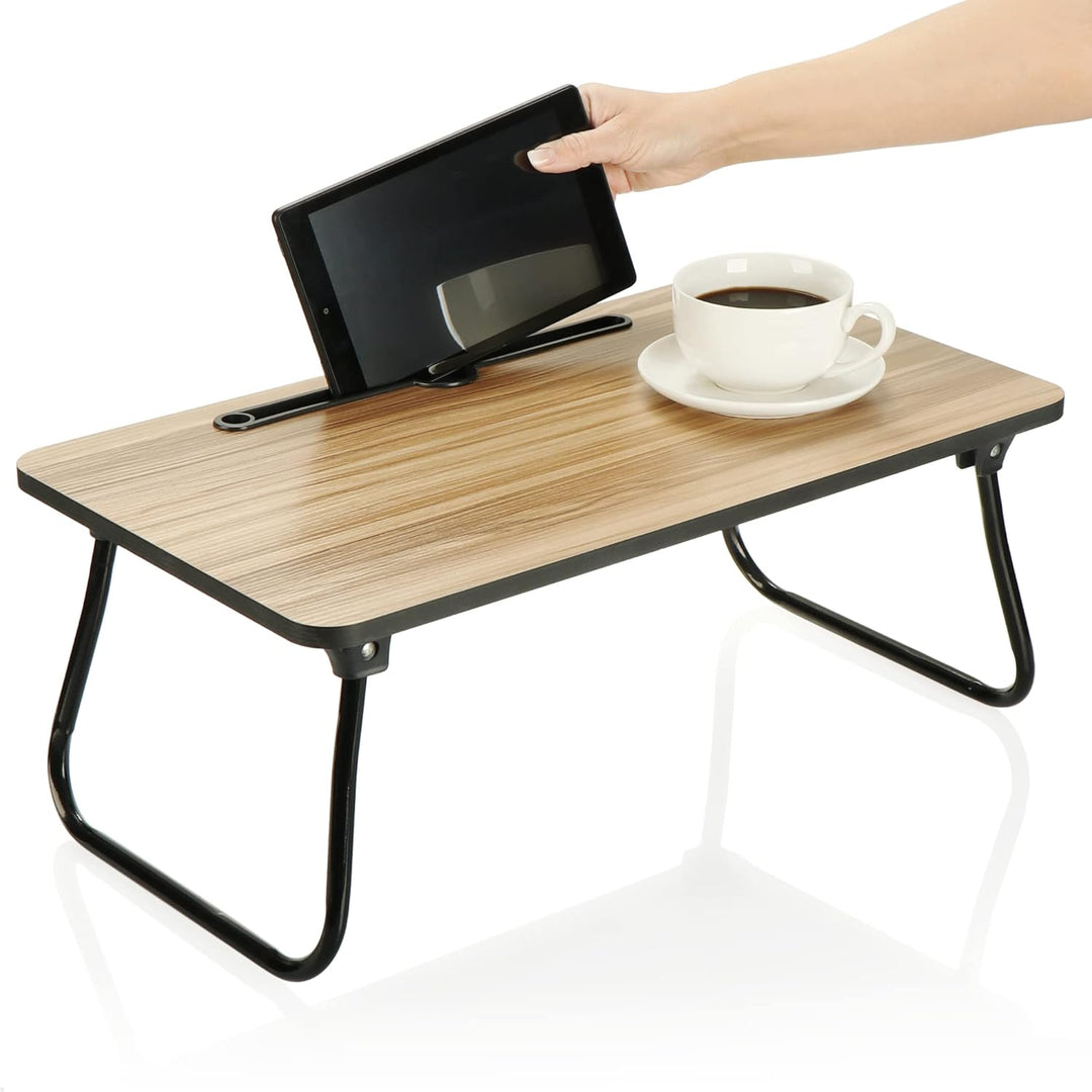 com-four® Bett-Serviertisch - moderner Knietisch - klappbarer Betttisch mit Tablethalterung - Beiste