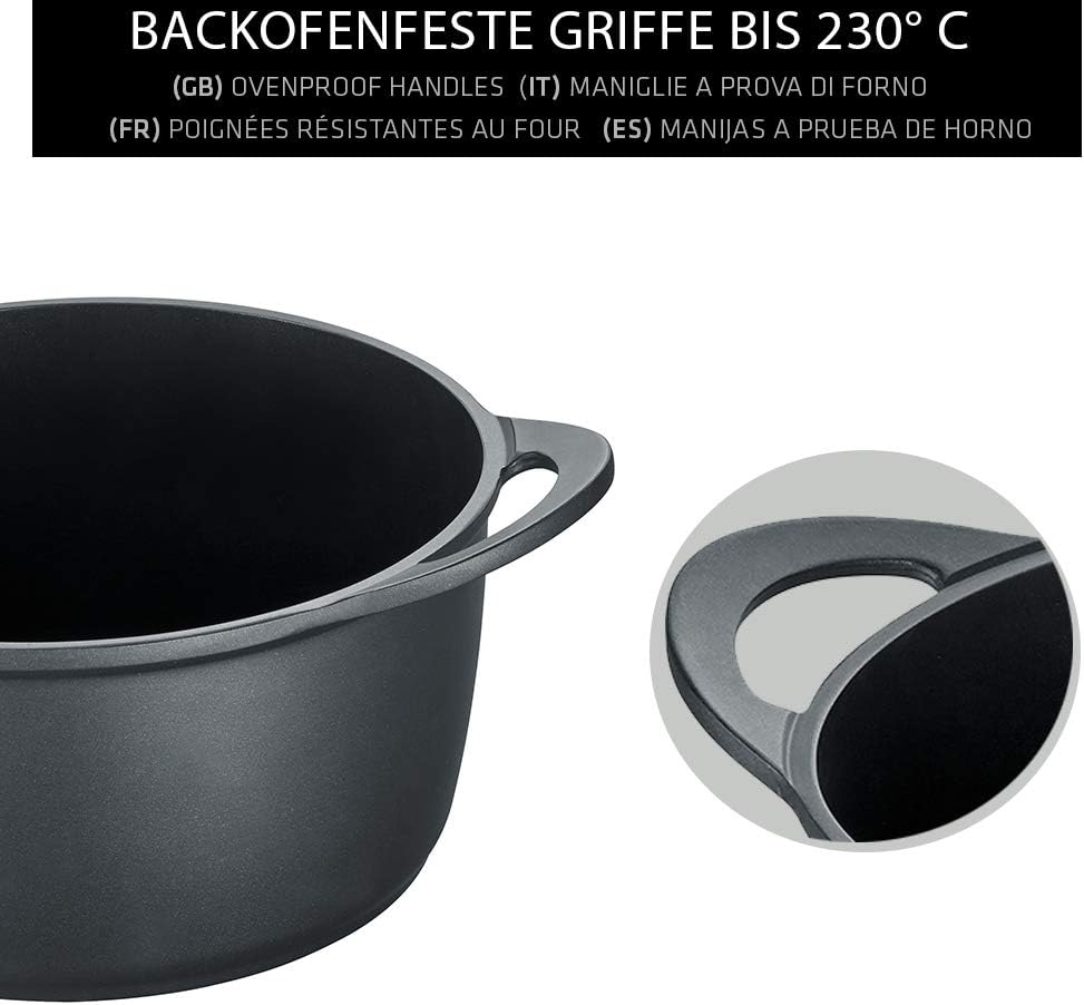 Berndes Topf Vienna 24 cm, allherdtauglich, Kochtopf mit 3-lagiger Antihaftversiegelung, Glasdeckel,