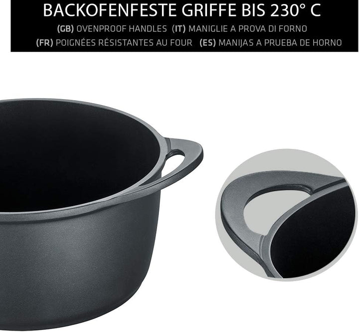 Berndes Topf Vienna 24 cm, allherdtauglich, Kochtopf mit 3-lagiger Antihaftversiegelung, Glasdeckel,