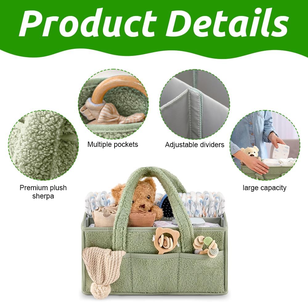 Baby Windel Caddy Organizer, Tragbarer Wickelorganizer Mit Fächern & Griffen, Plüsch Wickel Organize