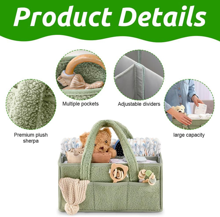 Baby Windel Caddy Organizer, Tragbarer Wickelorganizer Mit Fächern & Griffen, Plüsch Wickel Organize