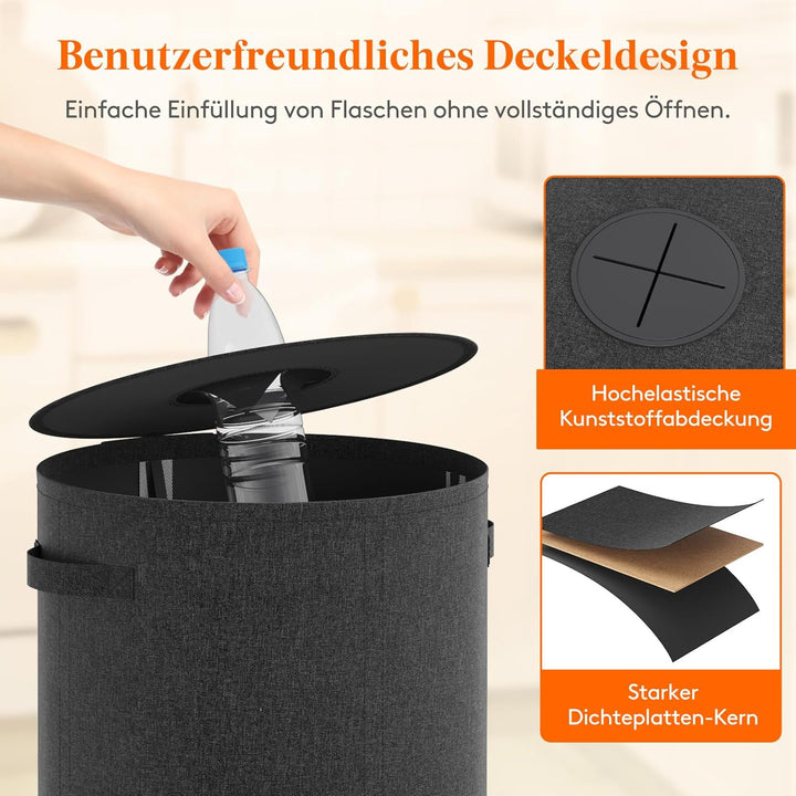 Lifewit 80L Kreis Pfandflaschen Sammelbehälter mit Deckel, Grosser Pfandflaschen behälter für die Le