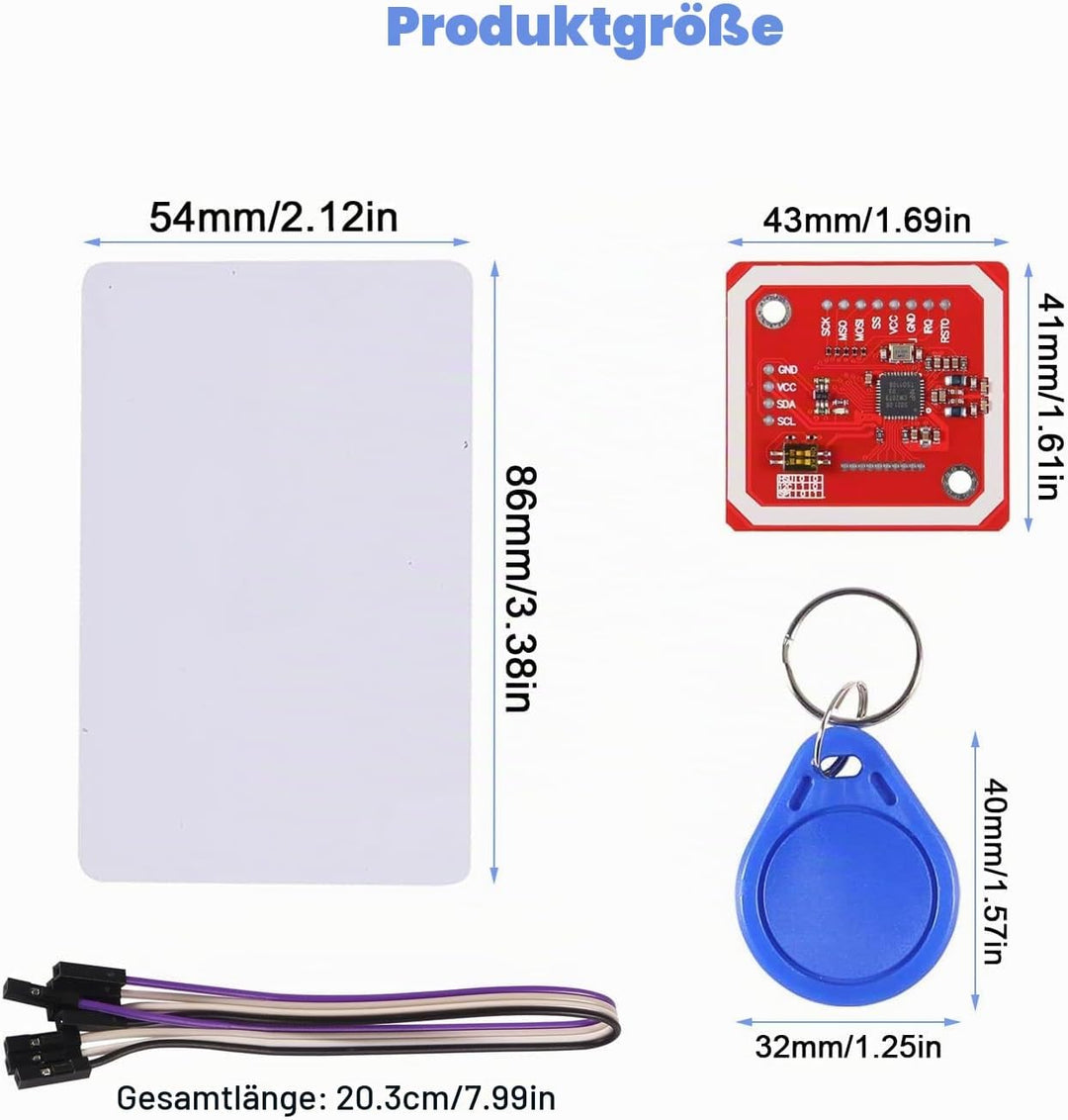 ALMOCN PN532 NFC NXP RFID-Modul V3 Kit Nahfeldkommunikationslesermodul-Kit I2C SPI HSU mit S50 weiss