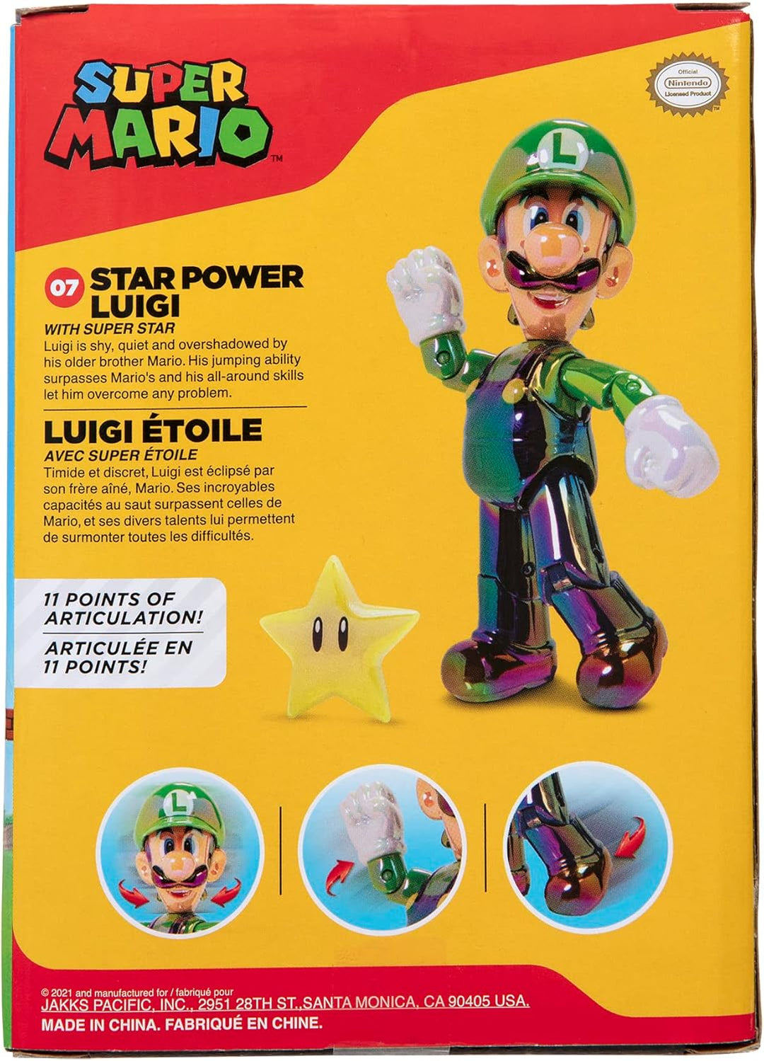 Nintendo Super Mario Figur Luigi w/Star in Sammlerbox, 10 cm Luigi w/ Star, Luigi w/ Star