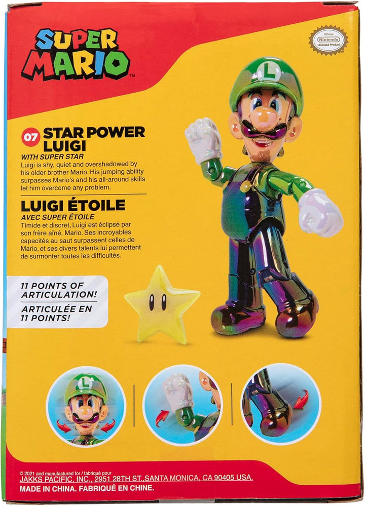 Nintendo Super Mario Figur Luigi w/Star in Sammlerbox, 10 cm Luigi w/ Star, Luigi w/ Star