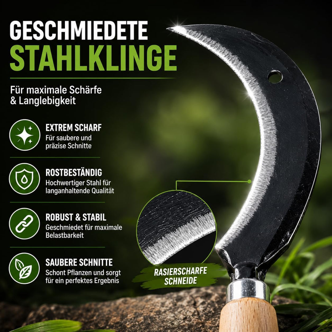 Set Hochwertige Sichelsensen mit Wetzstein, Scharf Sickle, 35 cm Handsensen, kleine Sensen, Trimmer,