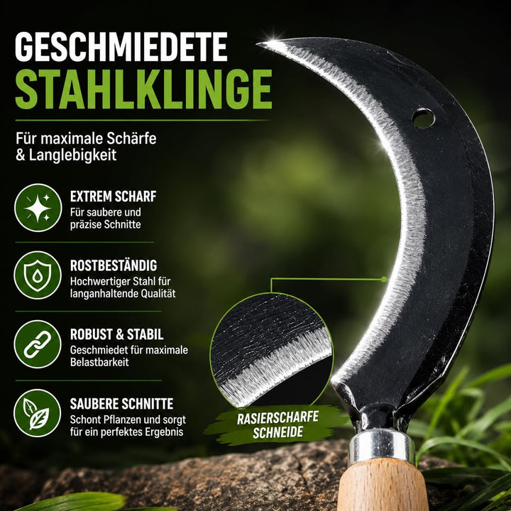 Set Hochwertige Sichelsensen mit Wetzstein, Scharf Sickle, 35 cm Handsensen, kleine Sensen, Trimmer,