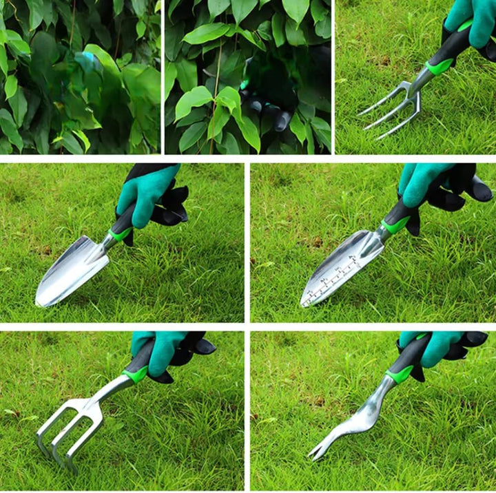 ZOLTA Gartengeräte Set 5-teilig Gartenwerkzeug Set Schaufel Harke Handrechen Unkrautstecher ergonomi