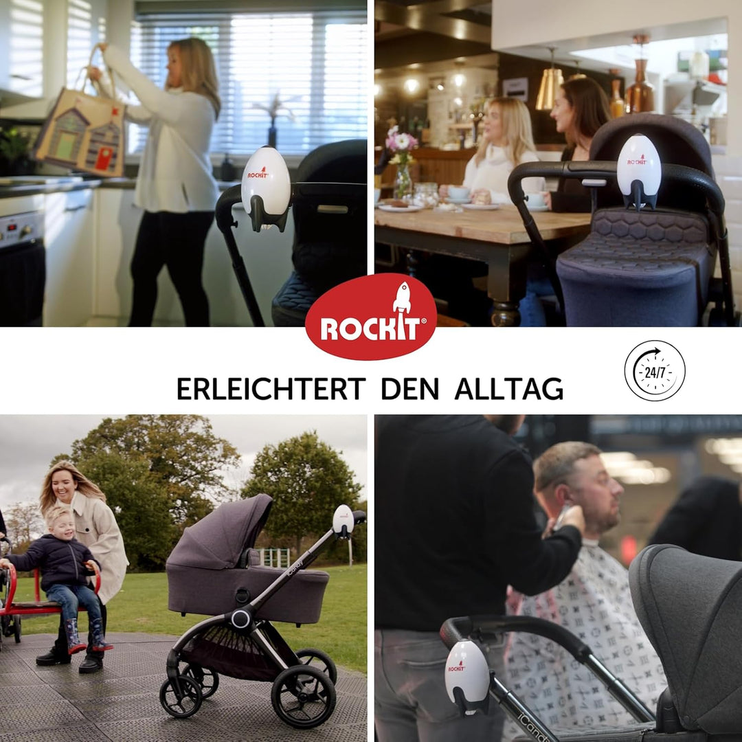 ROCKIT Kinderwagenschaukler SET -Das Original- Einschlafhilfe Baby wiederaufladbar (USB), stufenlos